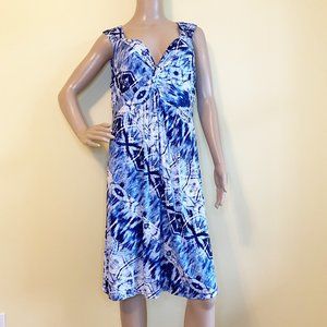 Style & Co. Blue & White Sleeveless Dress - Size L